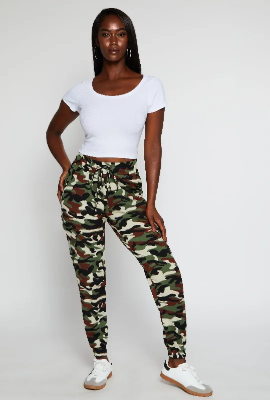 Drawstring Camo Cargo Joggers