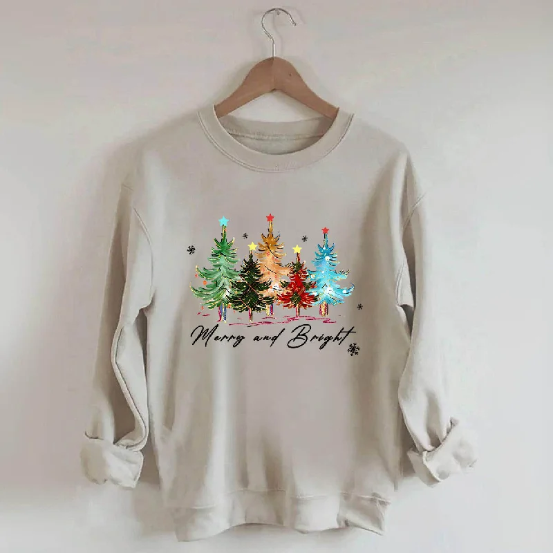 Merry and Bright Trees Women's Christmas Sweatshirt