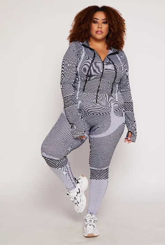 Plus Size Seamless Striped Activewear Leggings