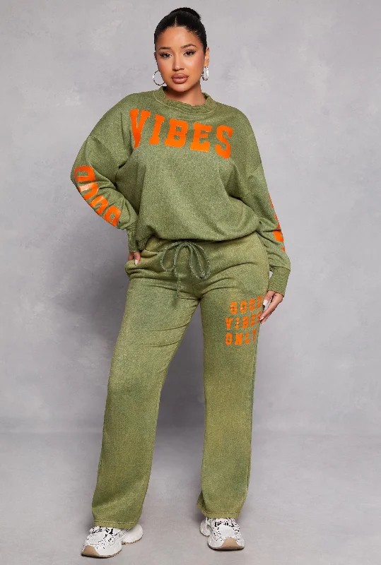 Acid Wash Good Vibes Only Sweatpants