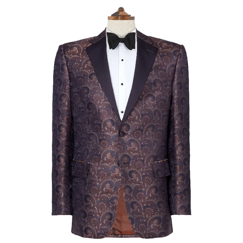 William Navy Silk Jacquard Dinner Jacket