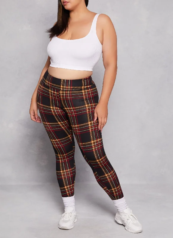 Plus Size High Waisted Plaid Leggings