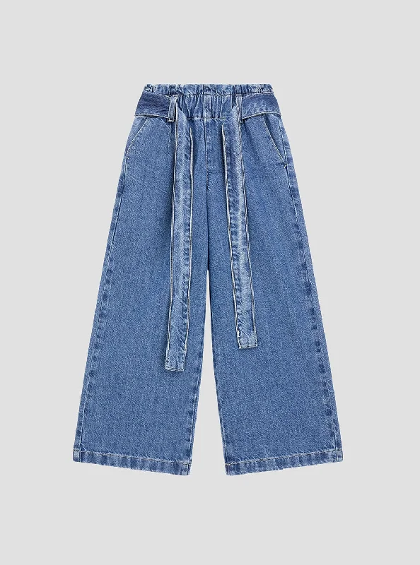 Blue Denim Paper Bag Pants (7-16)