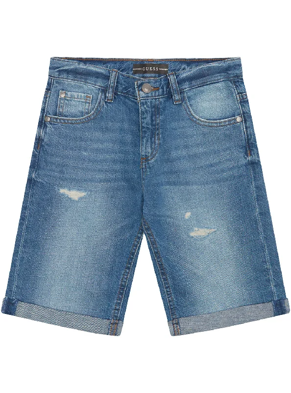 Blue Denim Linen Shorts