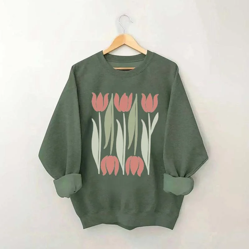 Boho Flower Fresh Tulips Sweatshirt