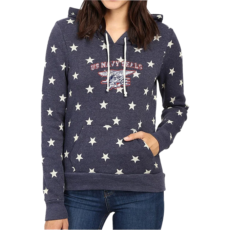 Ladies US NAVY SEALS with Trident Hoodie Star Pullover