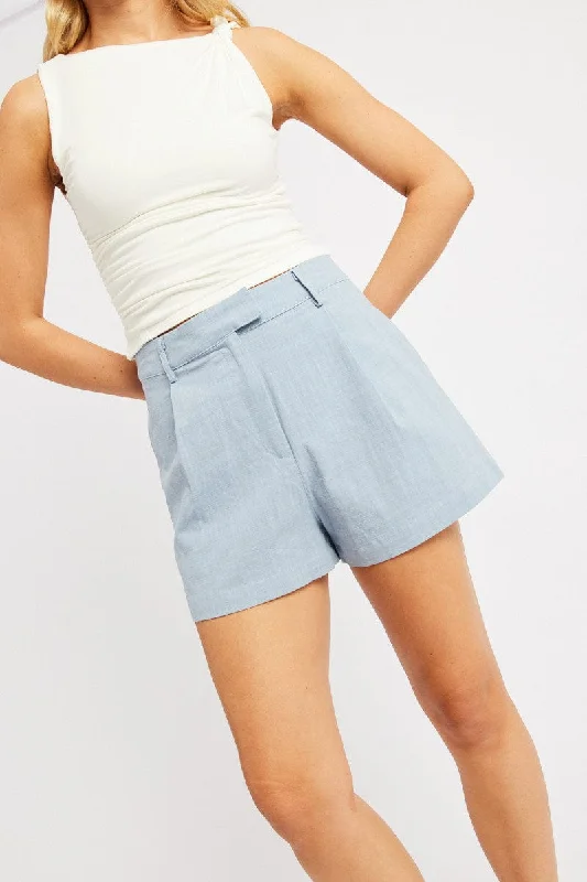 Blue Shorts Mid Rise