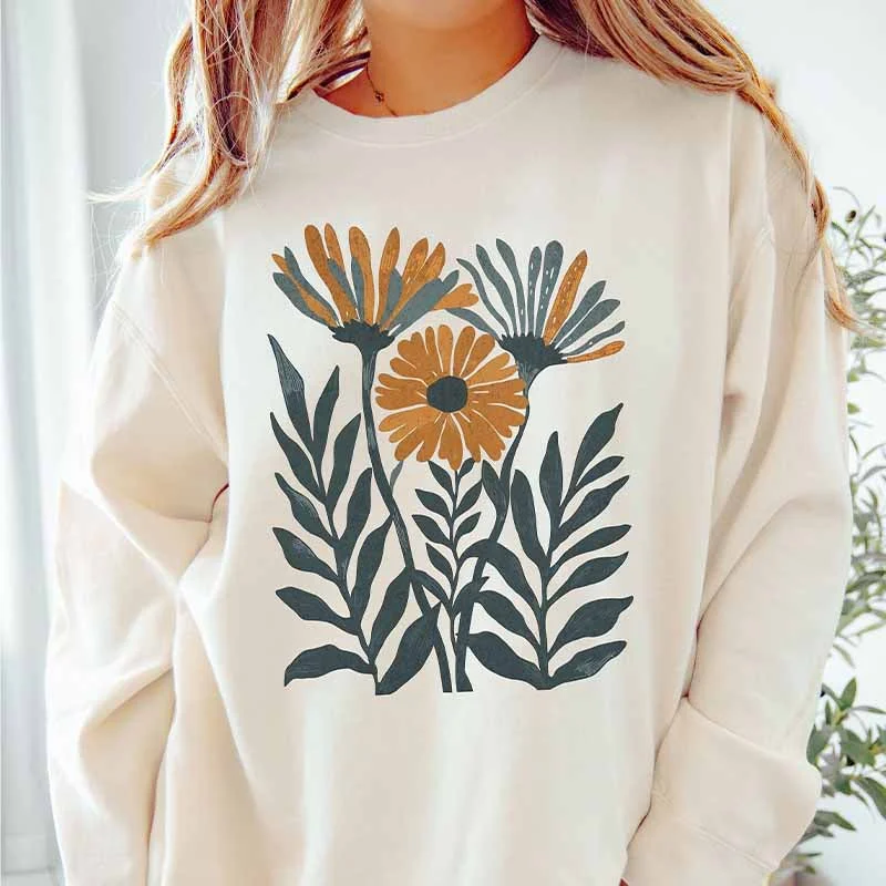 Retro Daisy Flower Lightweight Sweatshirt