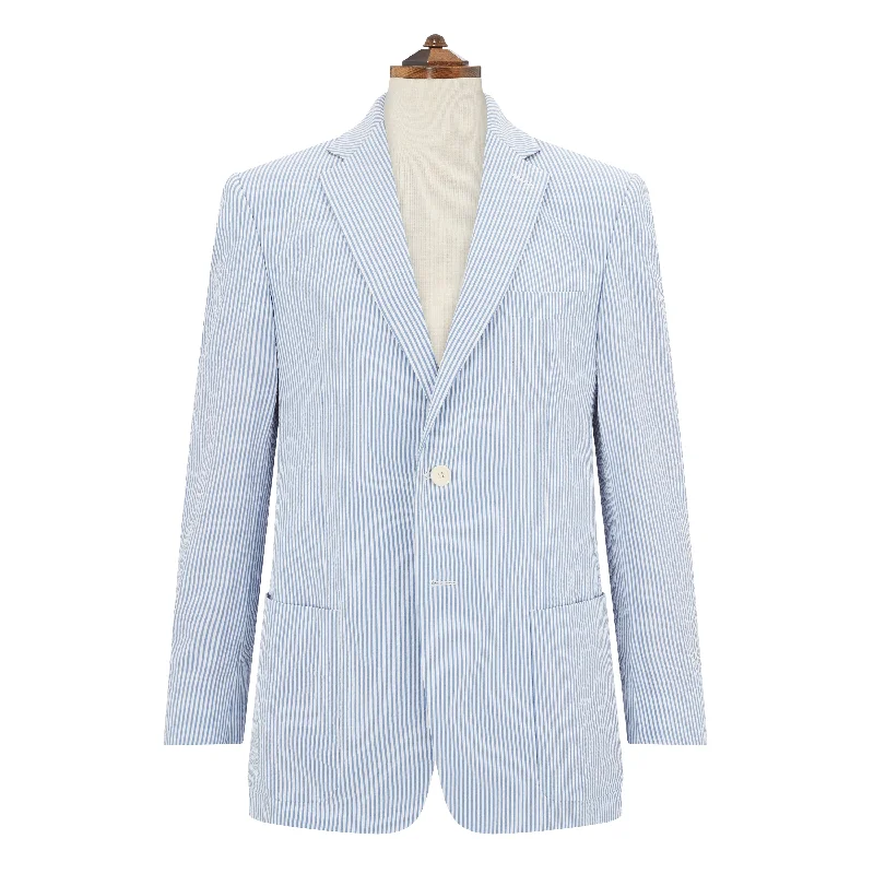 Edgar White Blue Seersucker Jacket