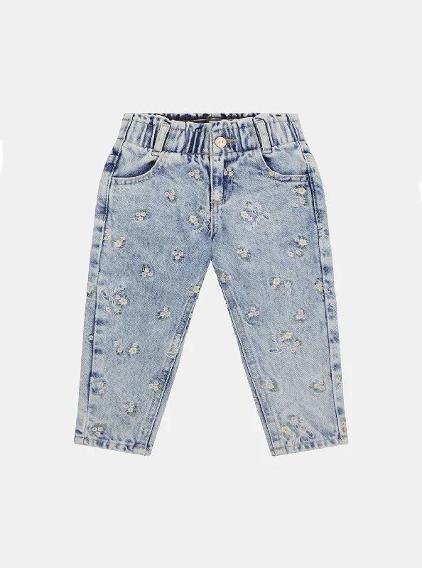 Blue Denim Paper Bag Pants (2-7)