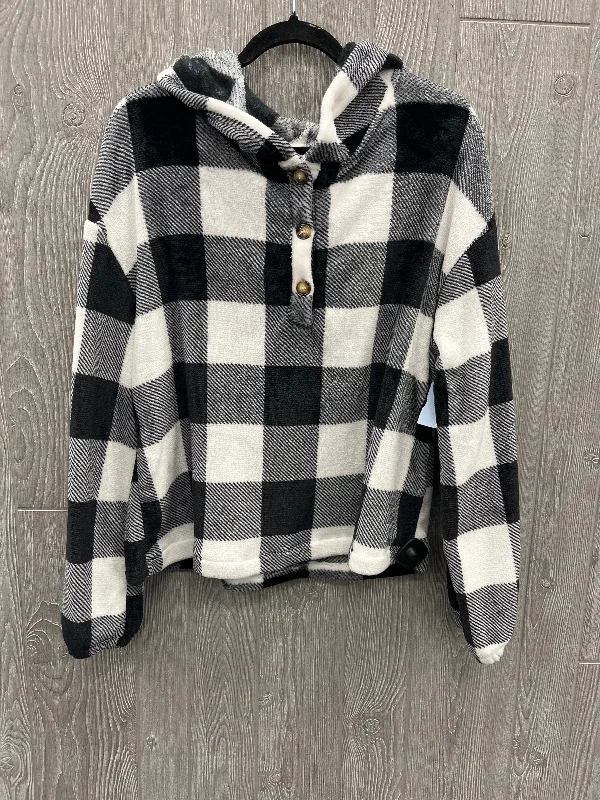 Sweatshirt Hoodie By Shein In Plaid Pattern, Size: Xl