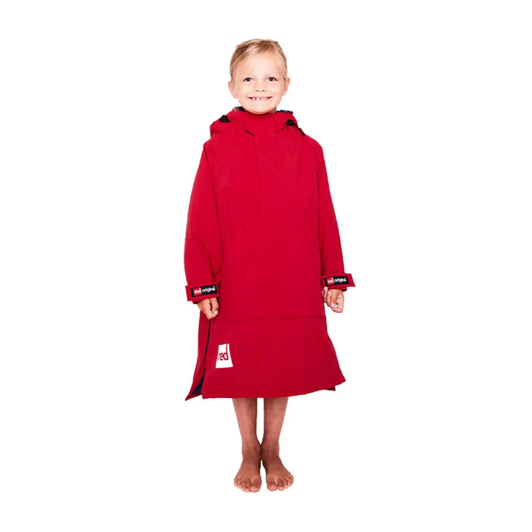 Red Kids Dry Poncho