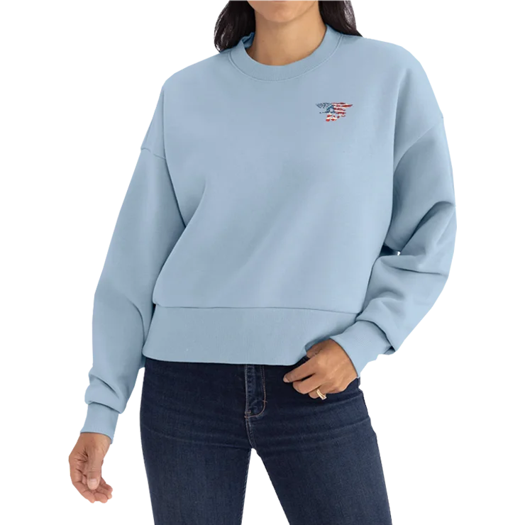 Ladies Stonewash Denim Trident Flag Heavyweight Sweatshirt