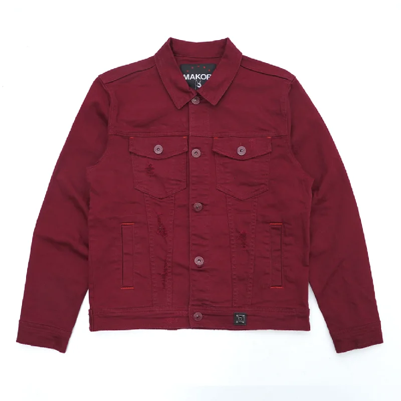 M1026 - Makobi Core Denim Jacket - Burgundy