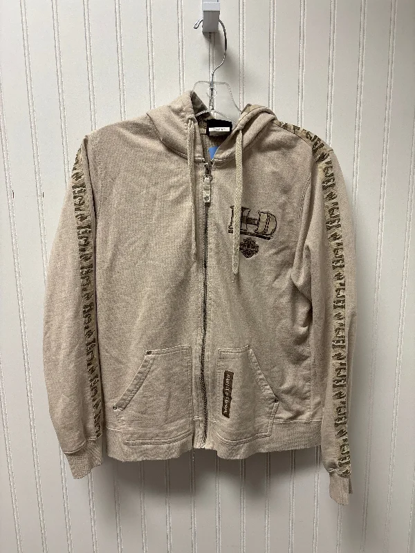 Sweatshirt Hoodie By Harley Davidson In Beige, Size: M