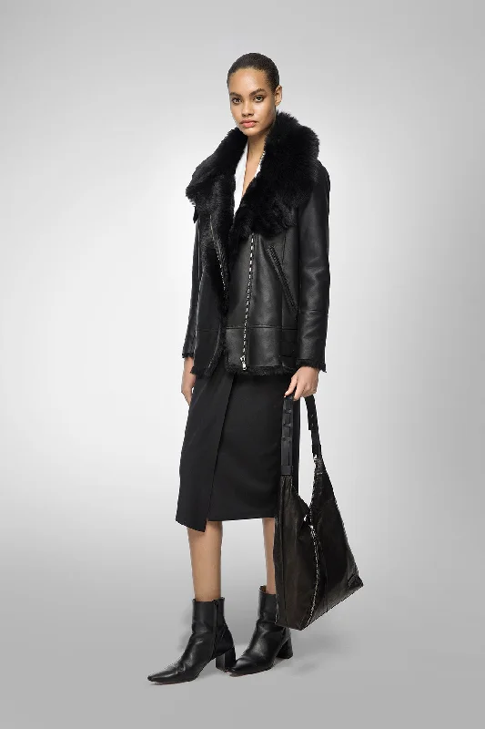 Paige - Black Shearling Jacket