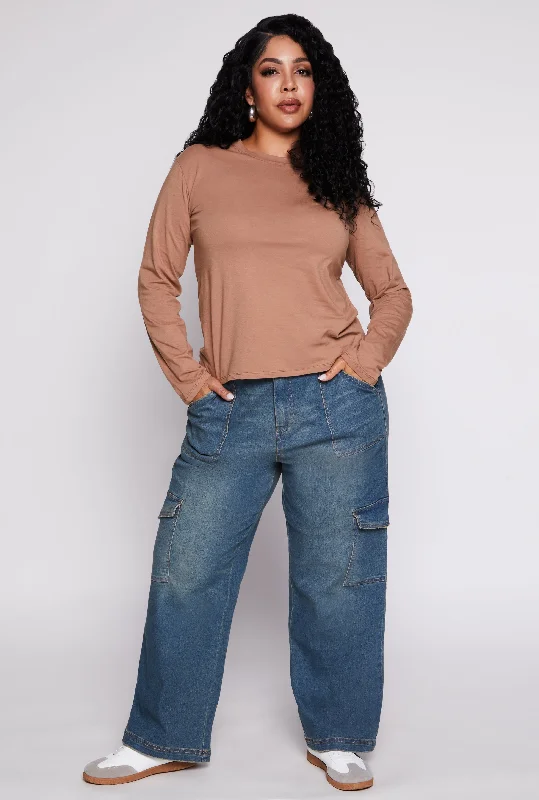 Plus Size Almost Famous Wide Leg Cargo Jeans