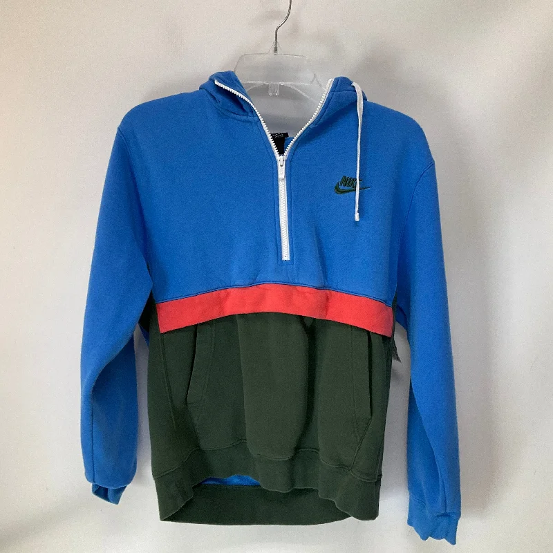 Athletic Sweatshirt Hoodie By Nike Apparel In Blue & Green, Size: S