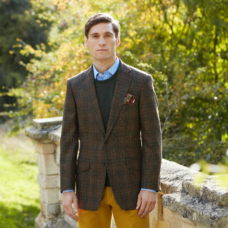 William Brown and Green Check Tweed Wool Silk Cashmere Jacket