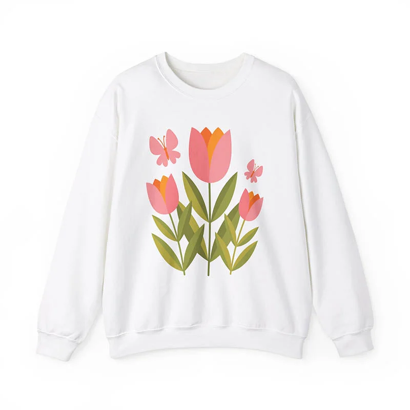 Boho Girl Flowers Tulip Sweatshirt