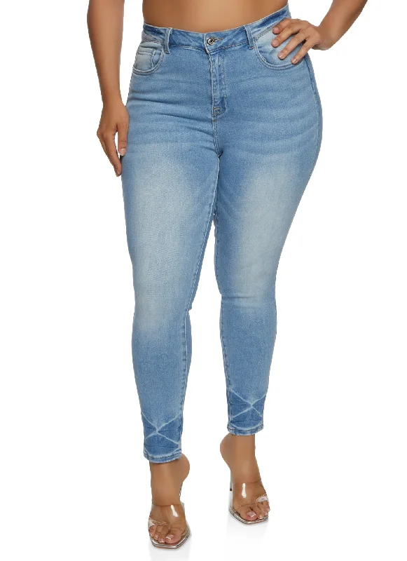 Plus Size WAX High Waisted Whiskered Skinny Jeans