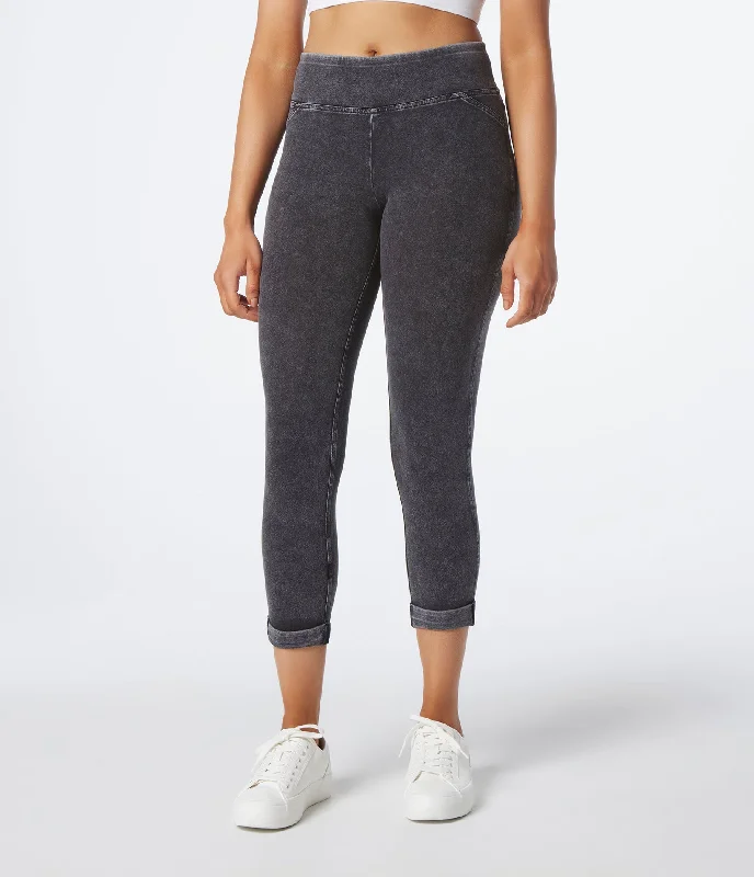 High Waisted Pull On Mineral Wash Legging