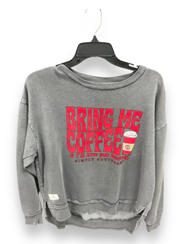 Sweatshirt Crewneck By Simply Southern In Grey & Red, Size: Xl