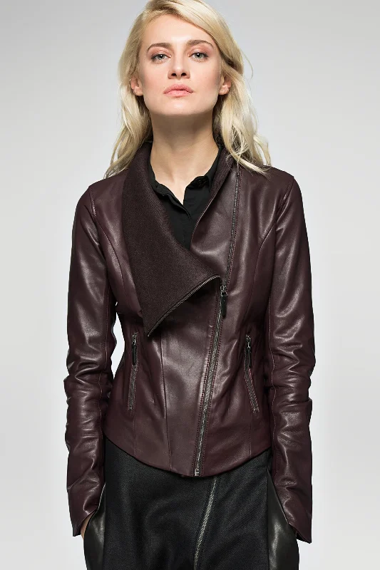 Alba Bordeaux Leather Jacket