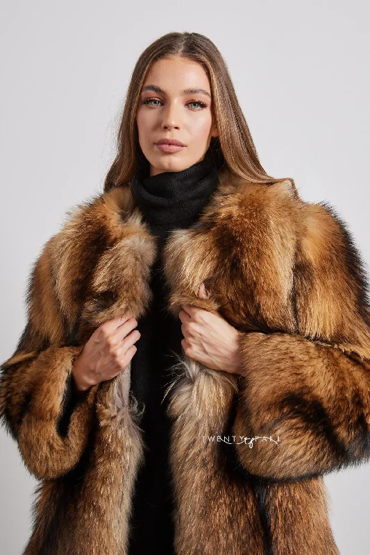 Full Pelt Natural Raccoon Fur Coat