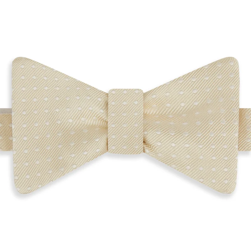 Ivory Small Spot Silk Self Bow Tie