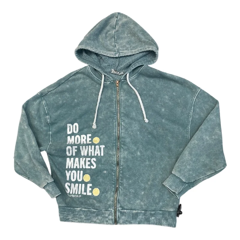 Sweatshirt Hoodie By Smiley World In Teal, Size: M