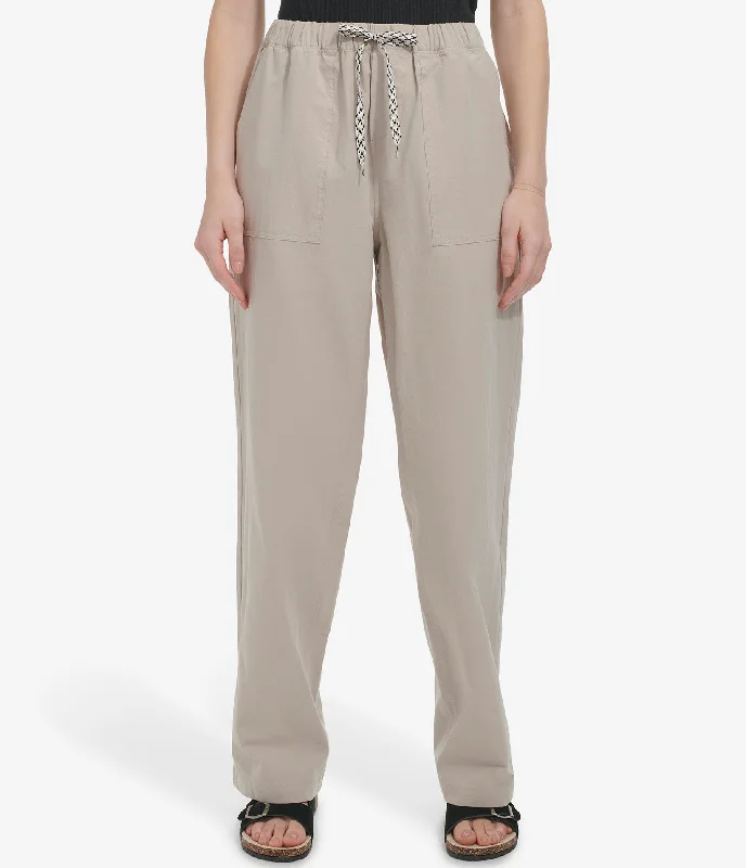 Pull On Wide Leg Poplin Pant