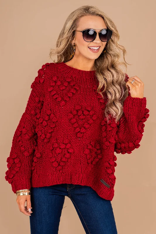 Love You More Red Pompom Sweater