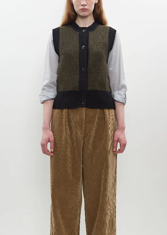 Wool Contrast Trim Waistcoat