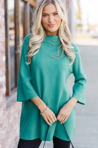 With Ease Teal Mock Neck Sweater Tunic