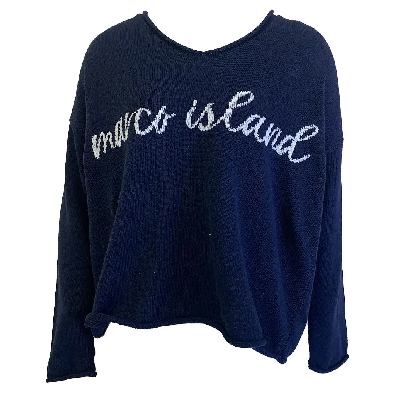 Island Trends Summer V-Neck Sweater - Navy