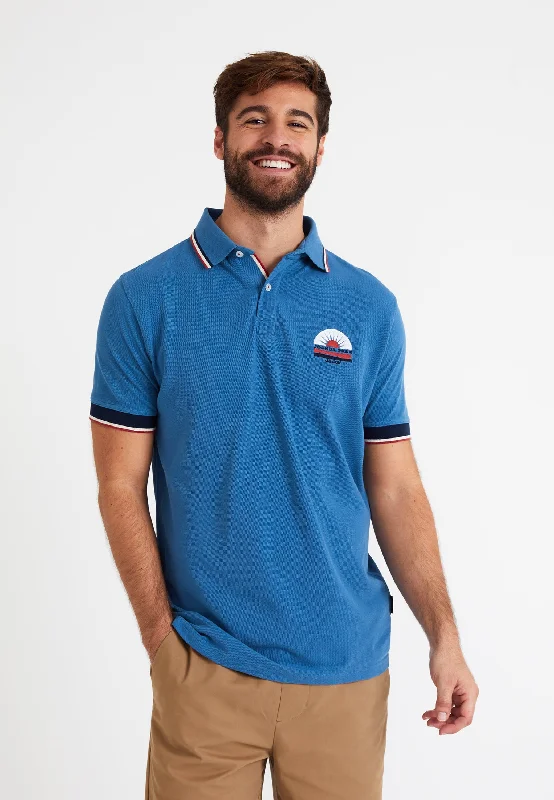 Polo homme bleue, motif arrière