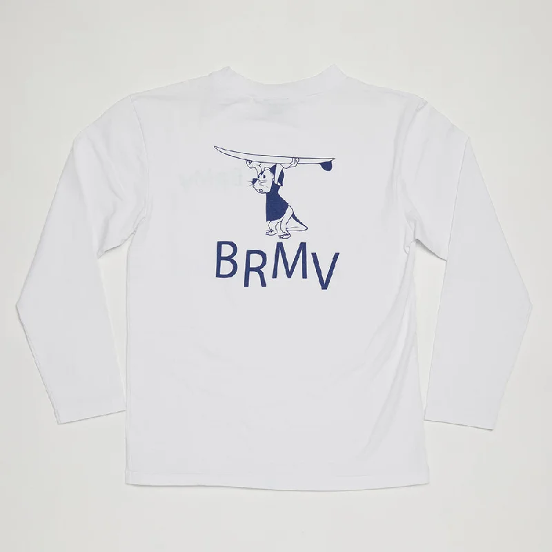 BRMV Mock Neck Long Sleeve Tee (White)