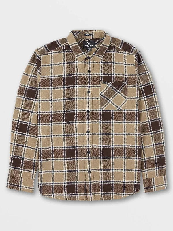 Big Boys Caden Plaid Long Sleeve Flannel - Khaki