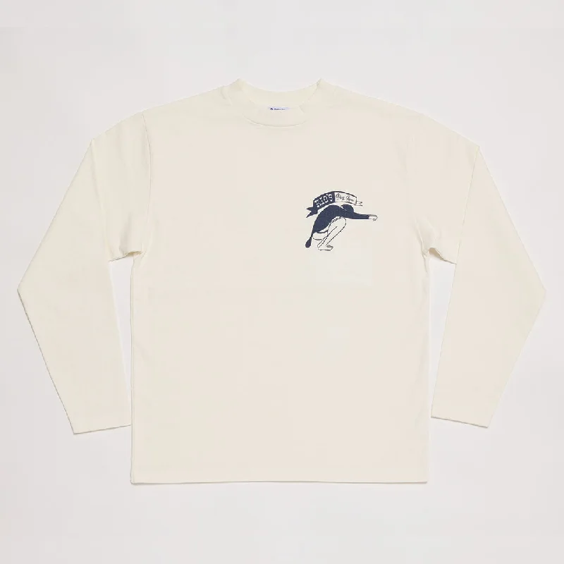 Kio's Ding Repair Original Mock Neck Long Sleeve Tee (White)