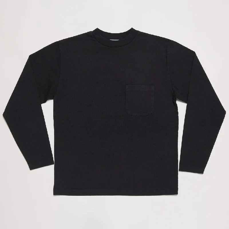 Mock Neck Long Sleeve Tee (Black)