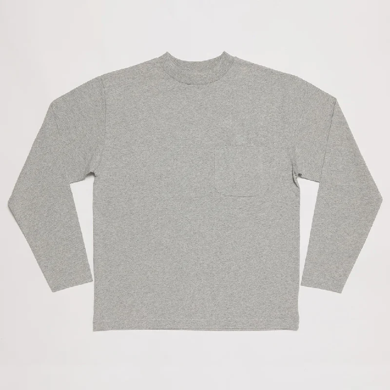 Mock Neck Long Sleeve Tee (Heather Gray)