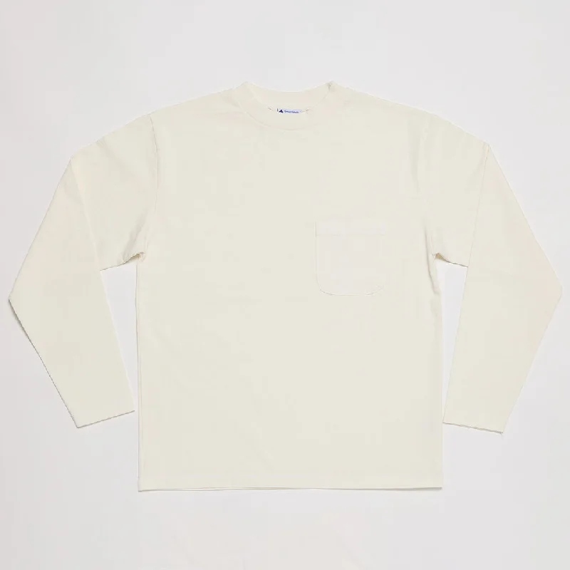 Mock Neck Long Sleeve Tee (White)