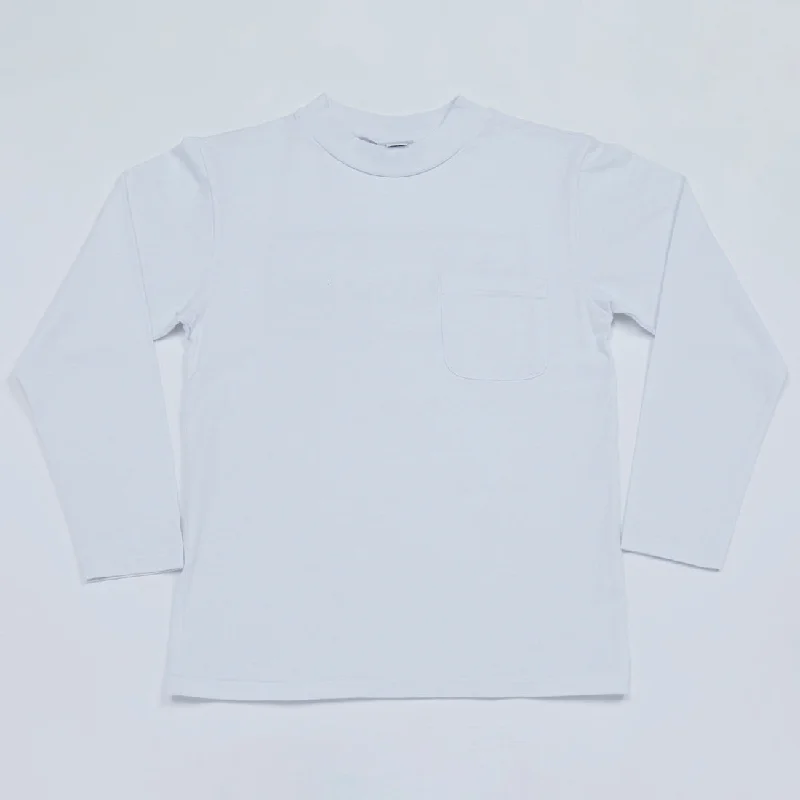 Mock Neck Long Sleeve Tee (White)