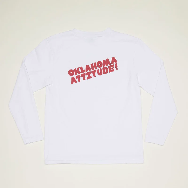 Oaklahoma Attitude Mock Neck Long Sleeve T-Shirt (White)