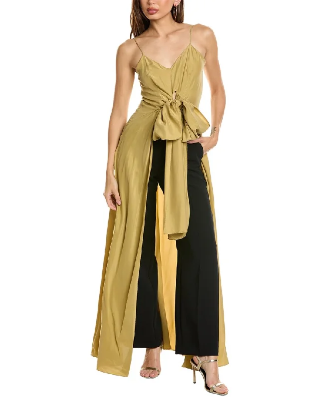 Alberta Ferretti Open Skirt Silk Gown