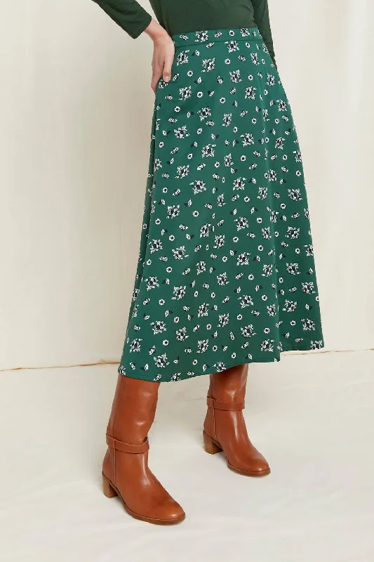 Alison Floral Skirt In Dark Green