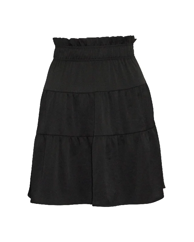 Ba&sh Ruffy Tiered Skirt in Black Polyester