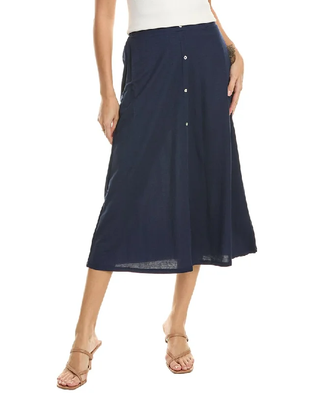 Bobeau Button Front Midi Skirt