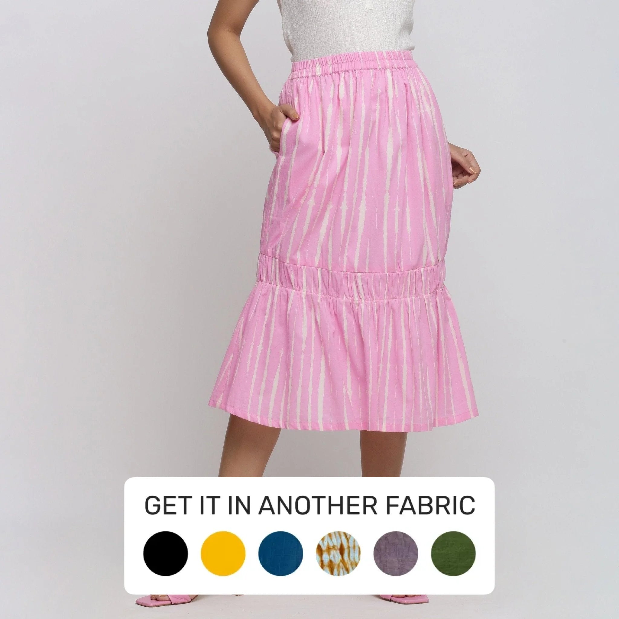 Bubblegum Pink Tie-Dye Cotton Elasticated Midi Balloon Skirt